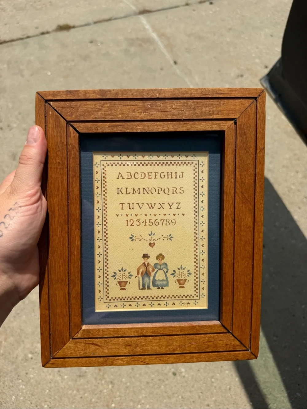 Framed Rustic Brown Alphabet Sampler Wall Art Cottagecore